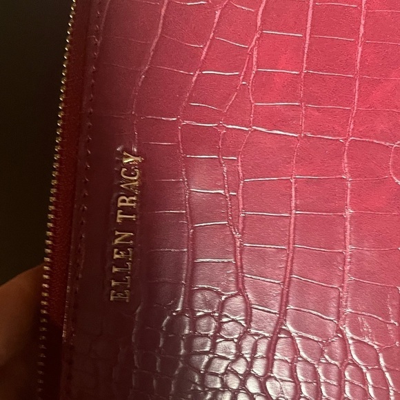NWT small wallet leather burgundy animal print - Picture 3 of 5